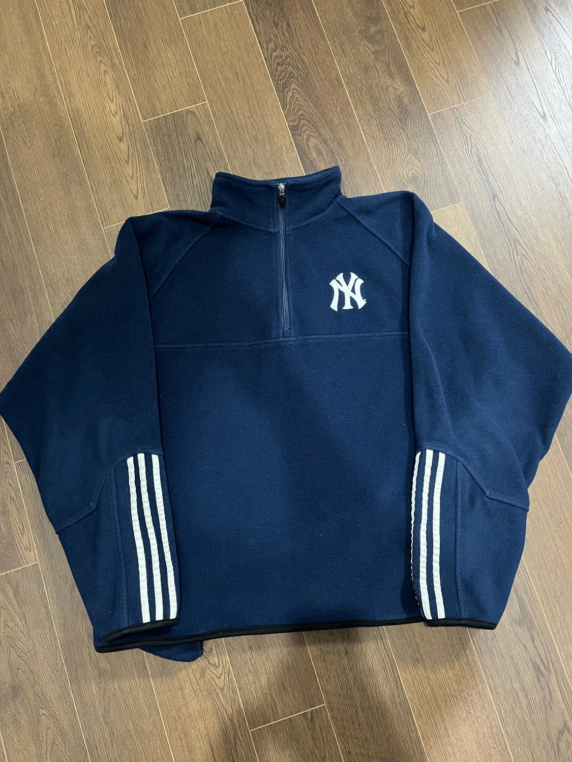(L) 00s 아디다스 뉴욕 양키스 양키즈 플리스 후리스 반집업 상품이미지1
