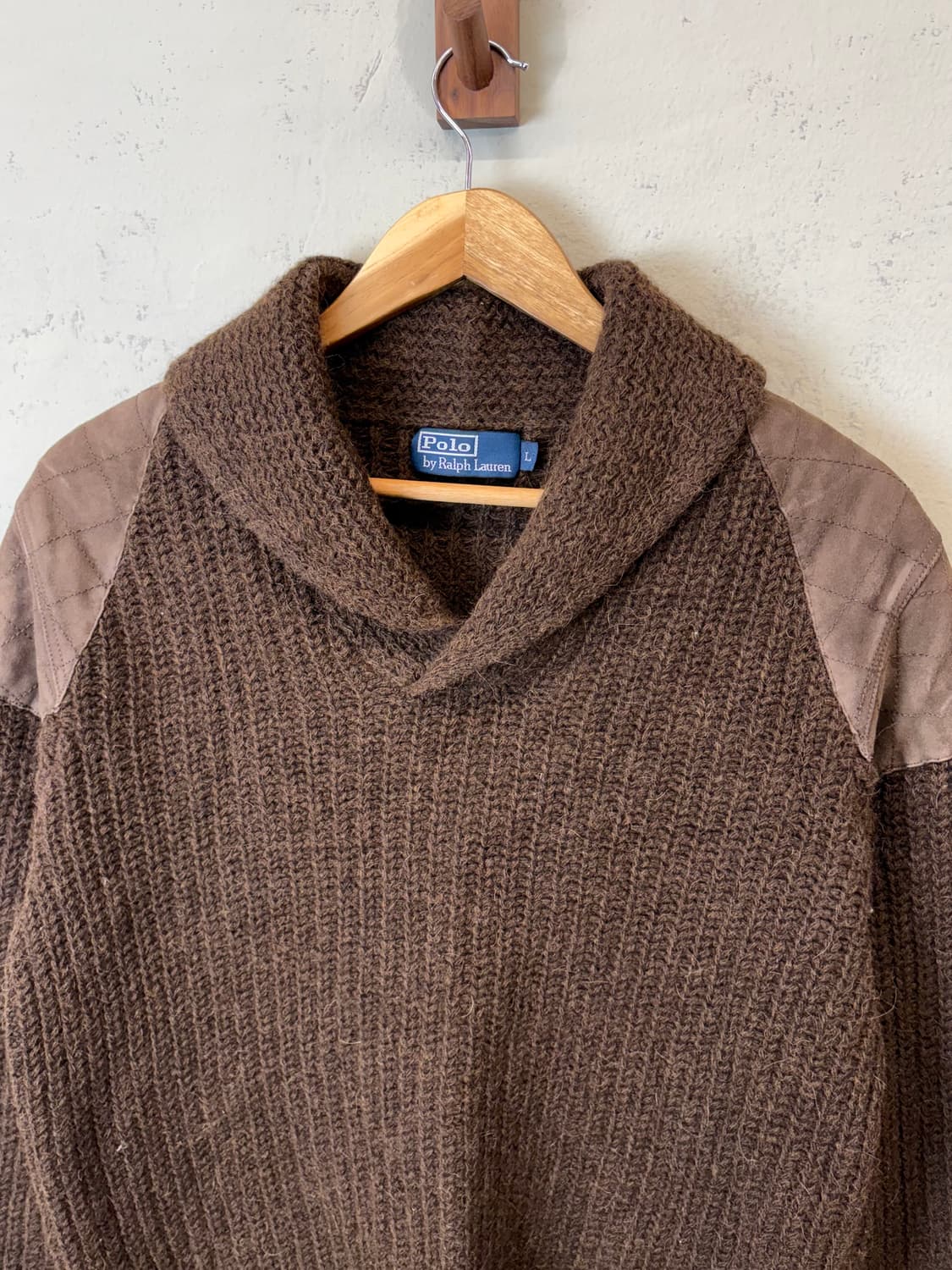 폴로랄프로렌 헤비울 브라운 숄카라 니트 상품이미지5
