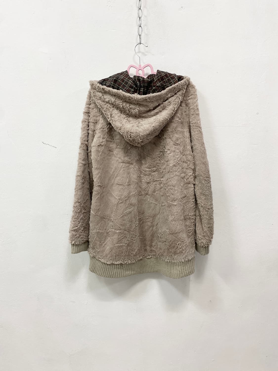 [NATULY] 브라운베이지 폭닥 그린 체크 후드집업 상품이미지4