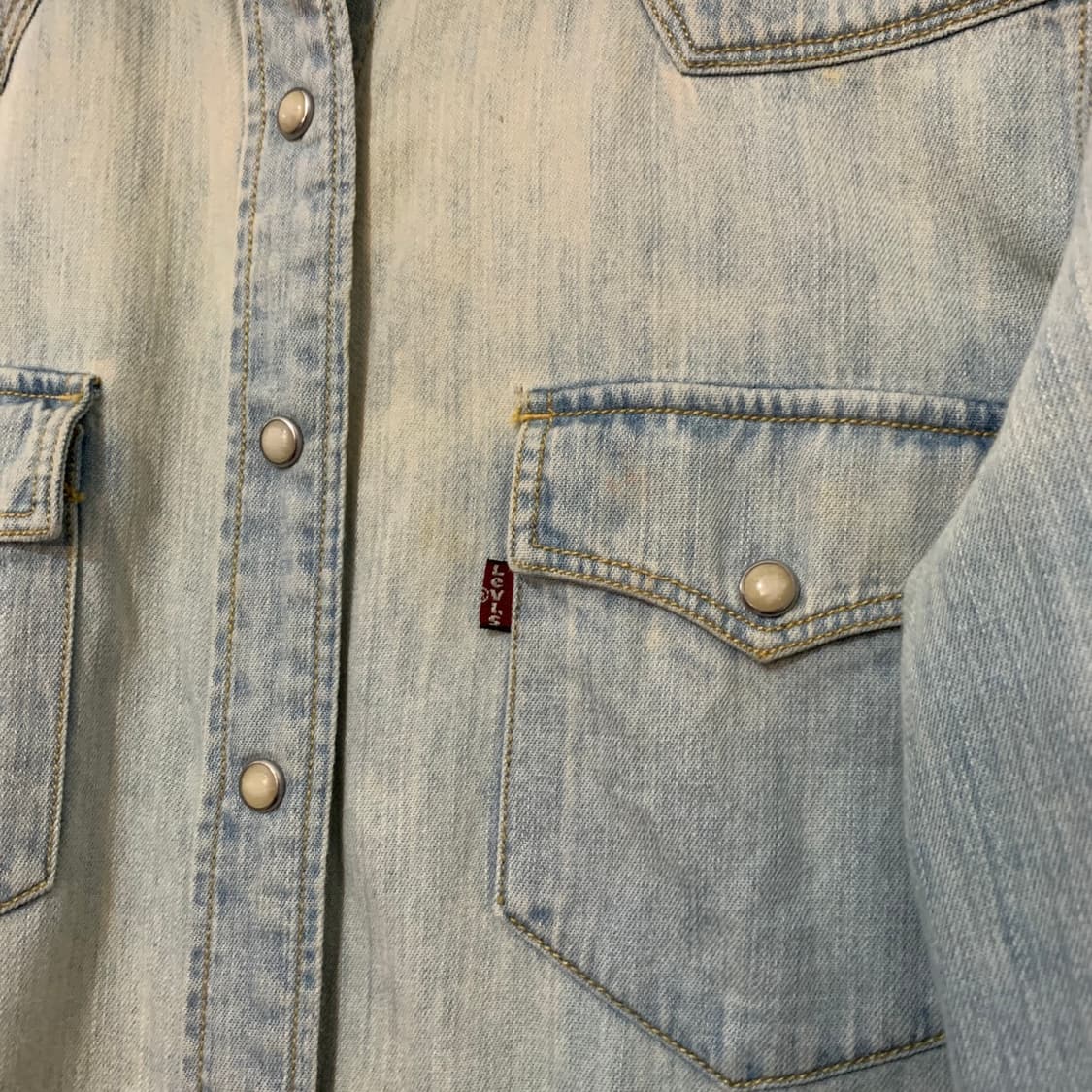 S 리바이스 연청 워싱 웨스턴 데님셔츠 청남방 상품이미지4