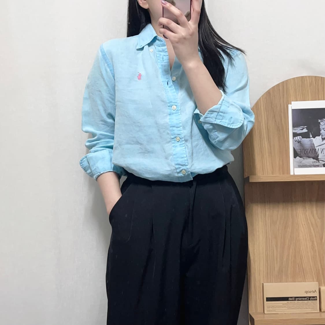 [정품] 폴로 소라 / 핑크포니 린넨 셔츠 [ XS ] 상품이미지1