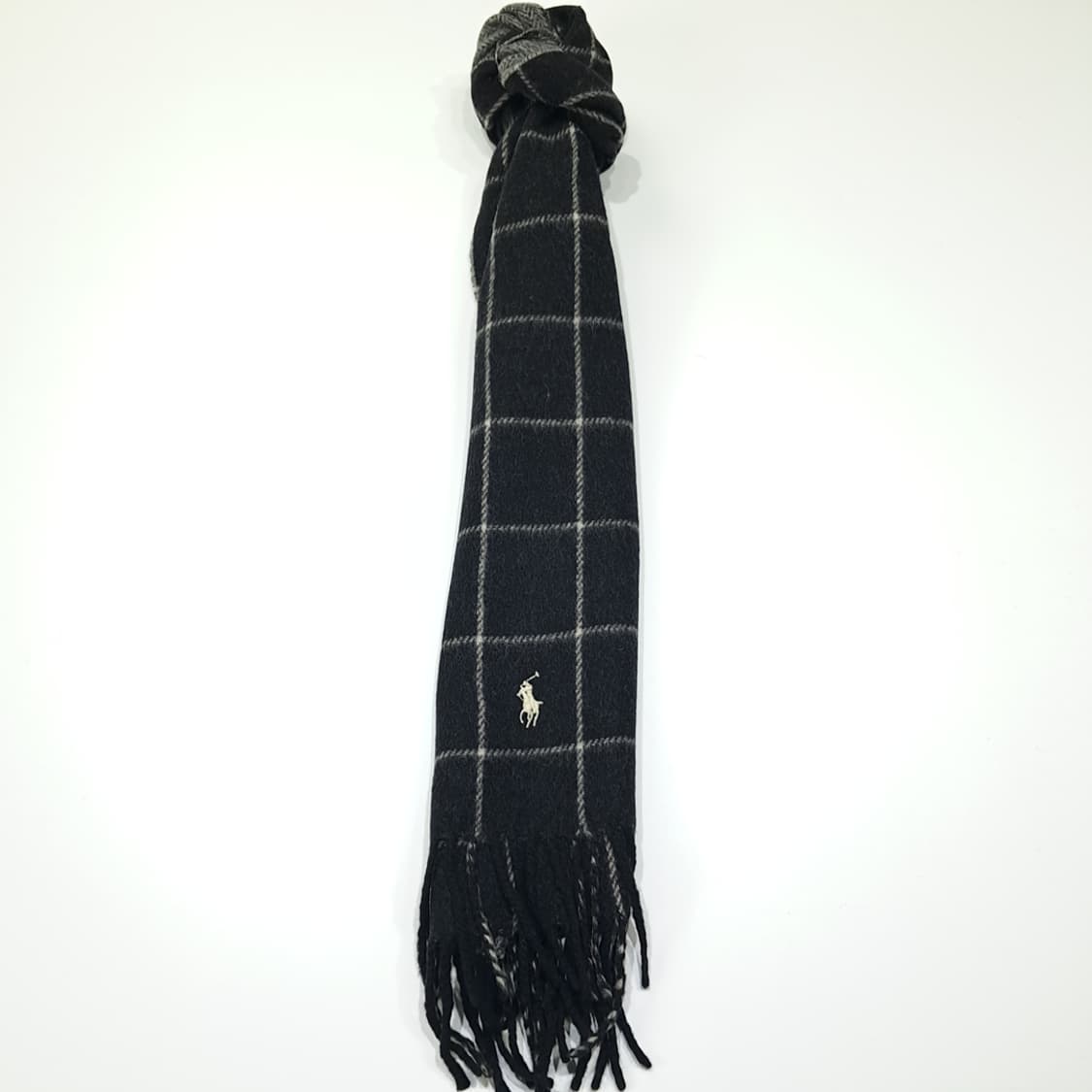 MX485 폴로 90s 이태리판 램스울 양면 네이비 머플러 목도리 상품이미지2