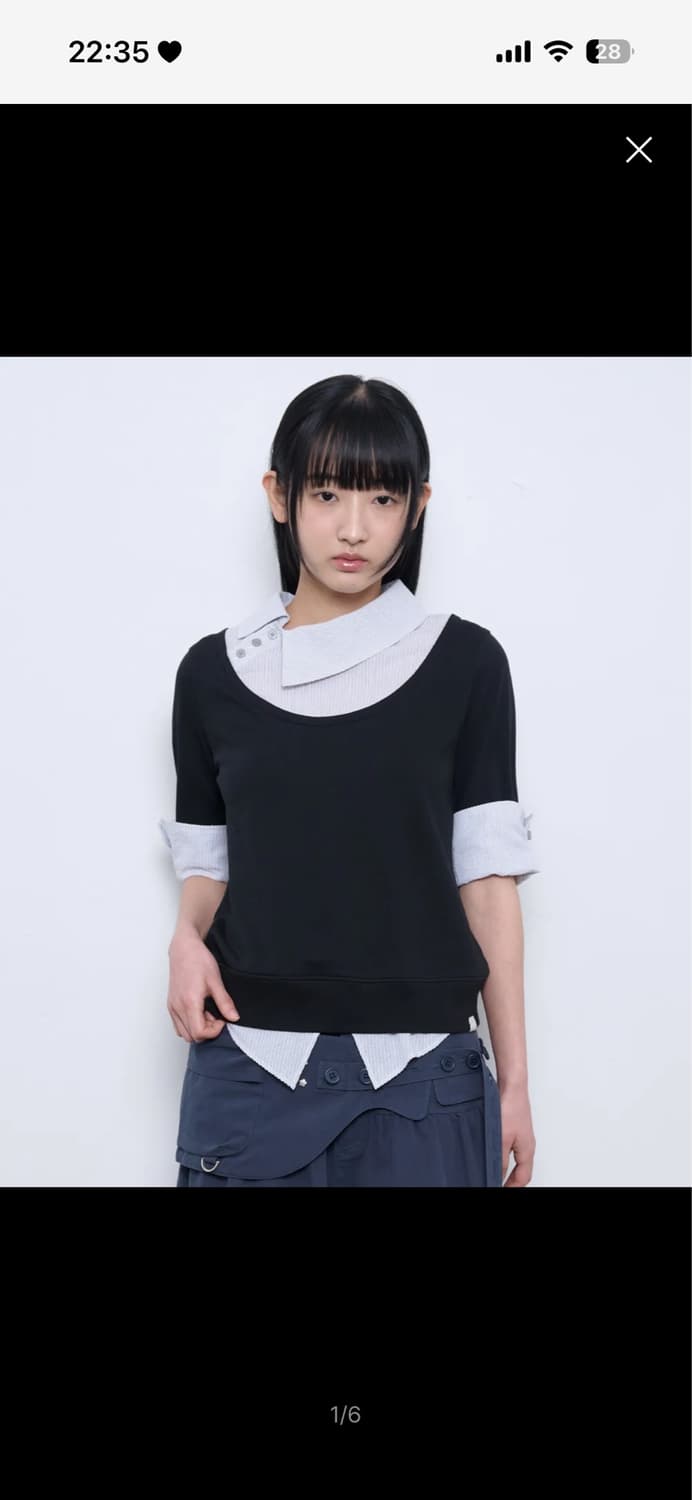 뚜오미오 ASYMMETRIC COLLAR TOP [BLACK] 상품이미지1