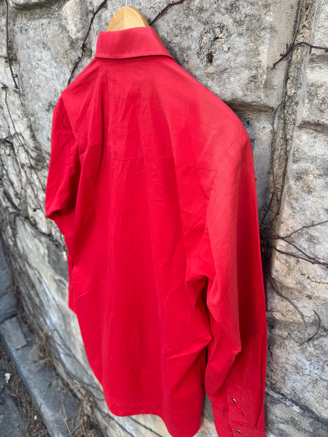 80s karman usa 빈티지 페이딩 웨스턴 셔츠 레드 상품이미지4
