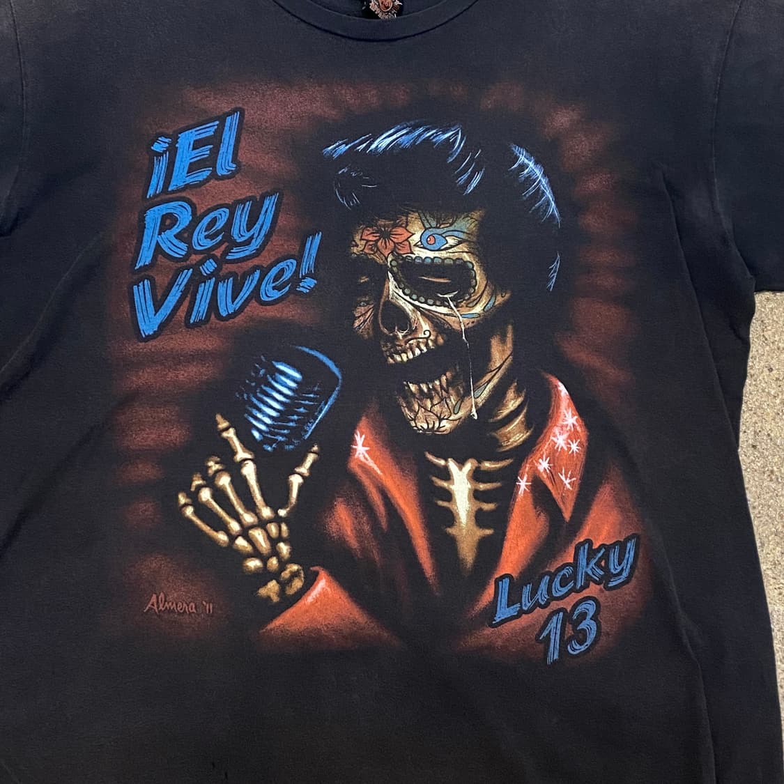 미국 빈티지 럭키13 스컬 해골 반팔티 락티셔츠 상품이미지2