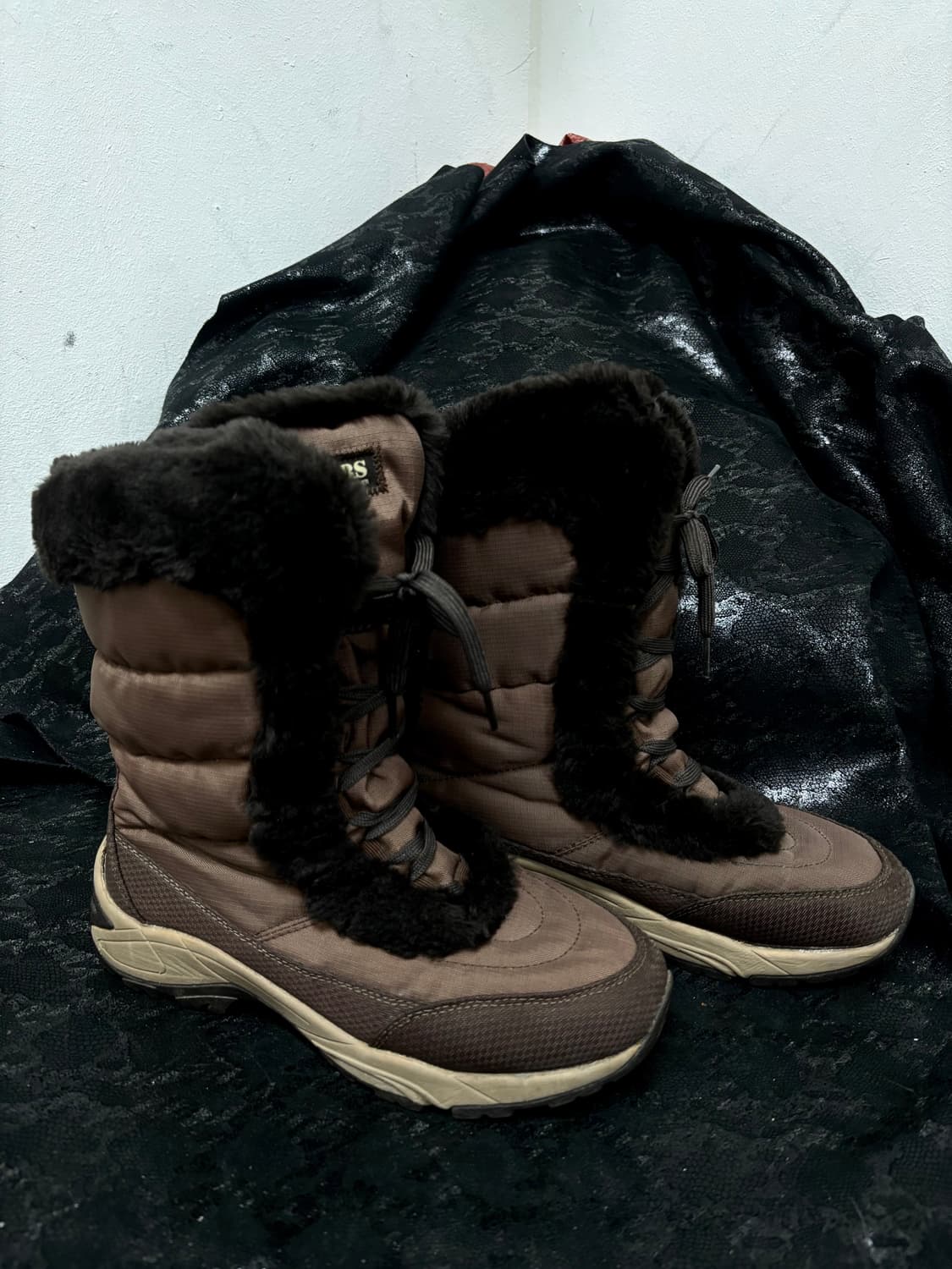 “Vintage” Y2K Mood Brown Fur Trimming Pa 상품이미지2