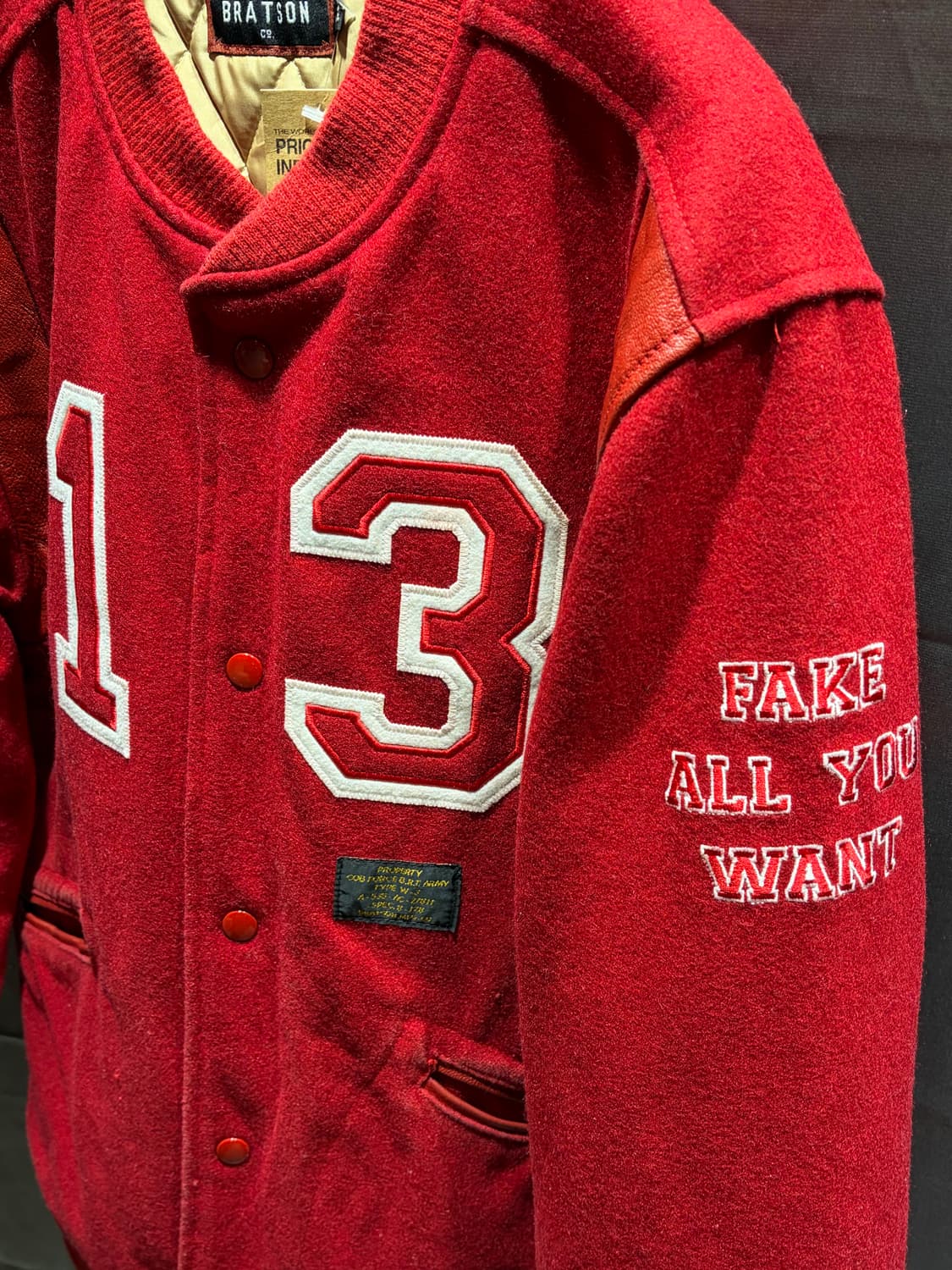 XL BRATSON 13 패치 레드 바시티 자켓 상품이미지5