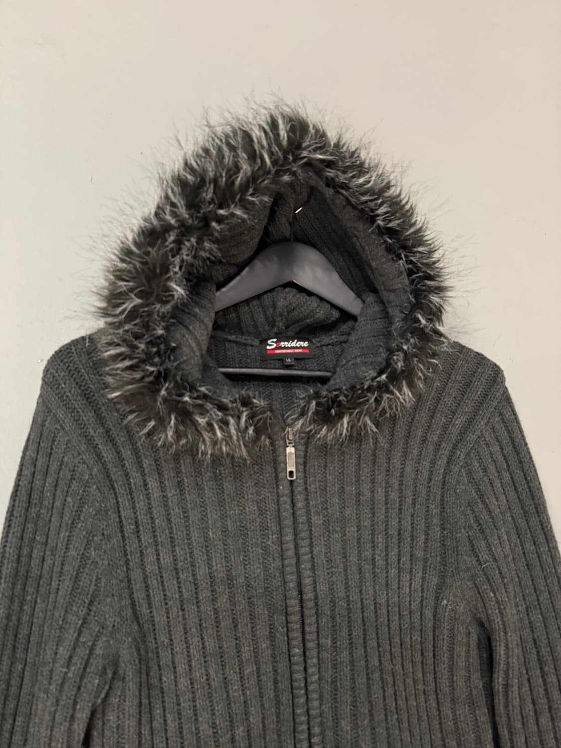 Hood fur point knit hood zip-up 상품이미지5