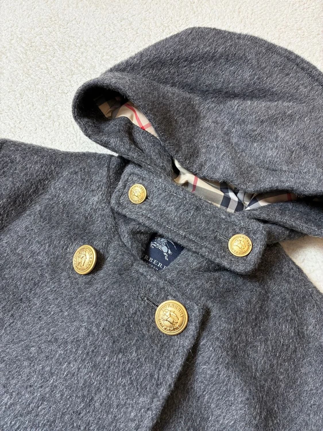 버버리 00's 재팬 더블 브레스트 금장 후디 코트 PN7268 상품이미지3