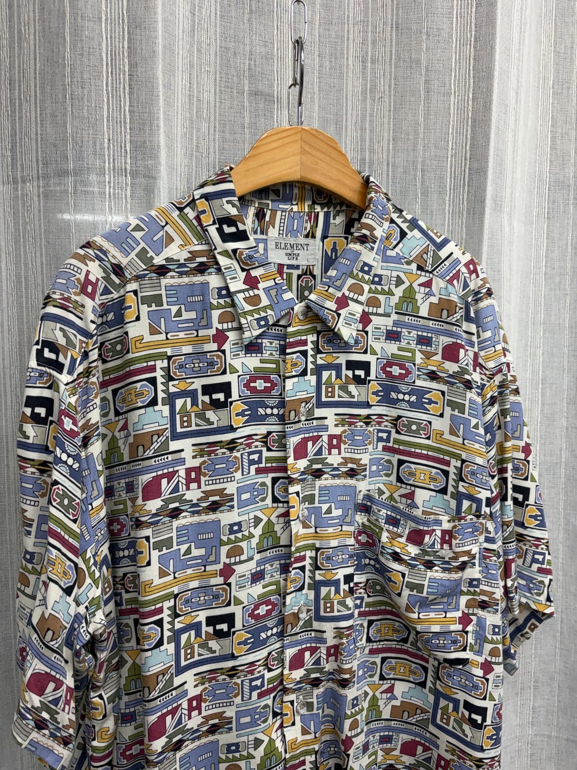 기하학 패턴 아트 빈티지 반팔 셔츠  Vintage 상품이미지2