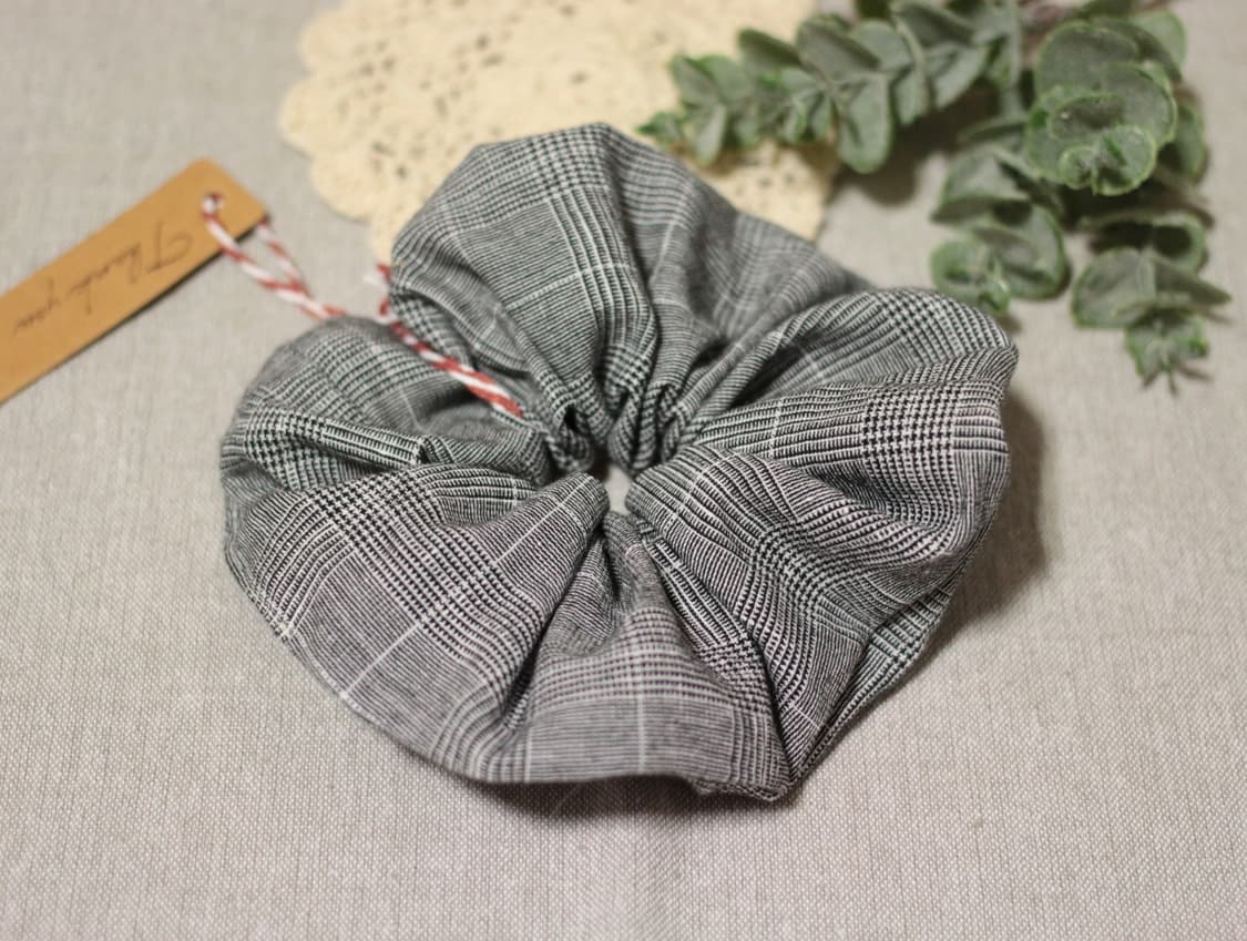 핸드메이드 체크 스크런치 3개세트 상품이미지3