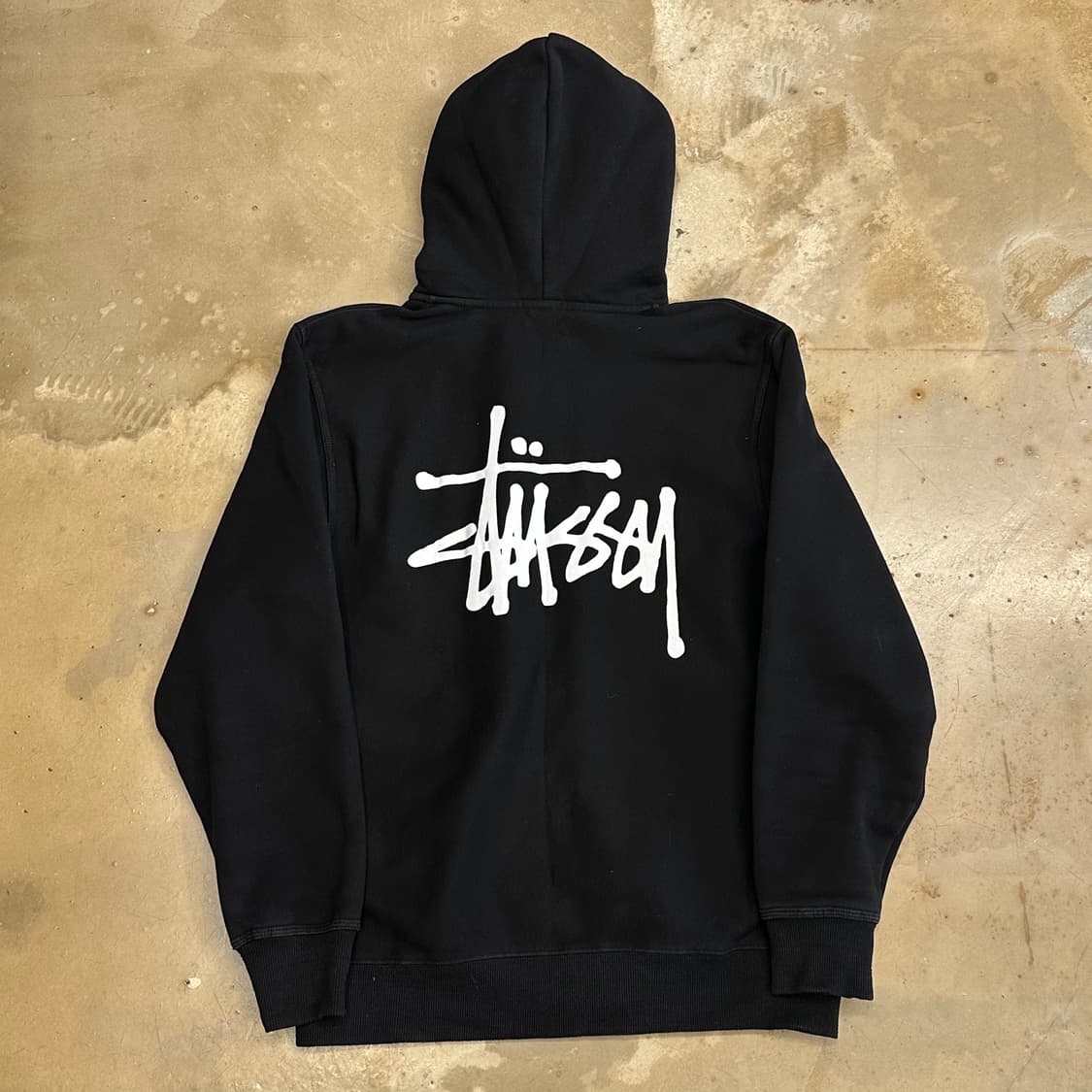 M 스투시 빅로고 블랙 기모 후드 집업 상품이미지4