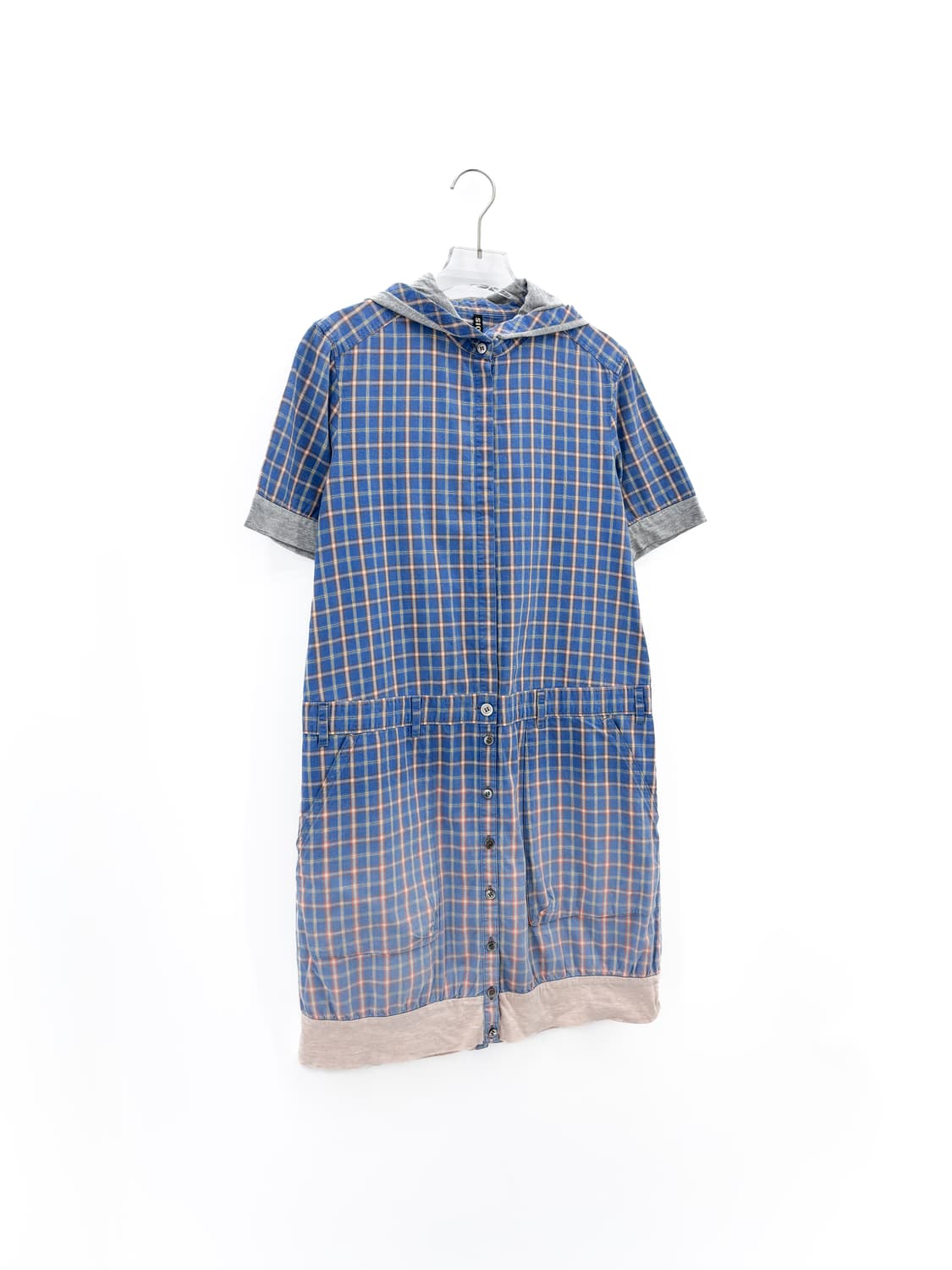 FRAPBOIS 체크 반팔 후드 원피스 자켓 상품이미지4