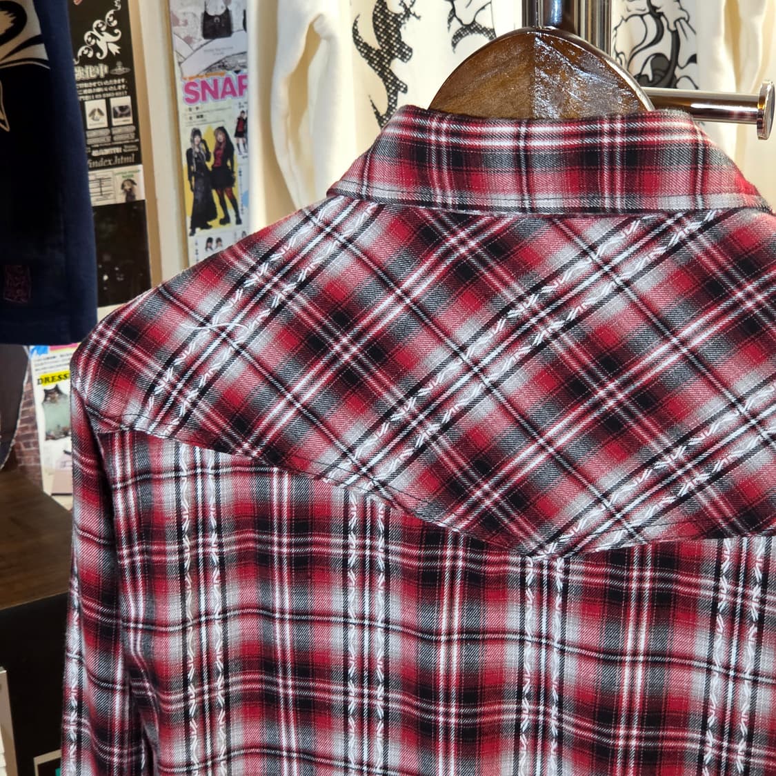 JPN  벨티드 포켓 레드 체크셔츠 상품이미지7