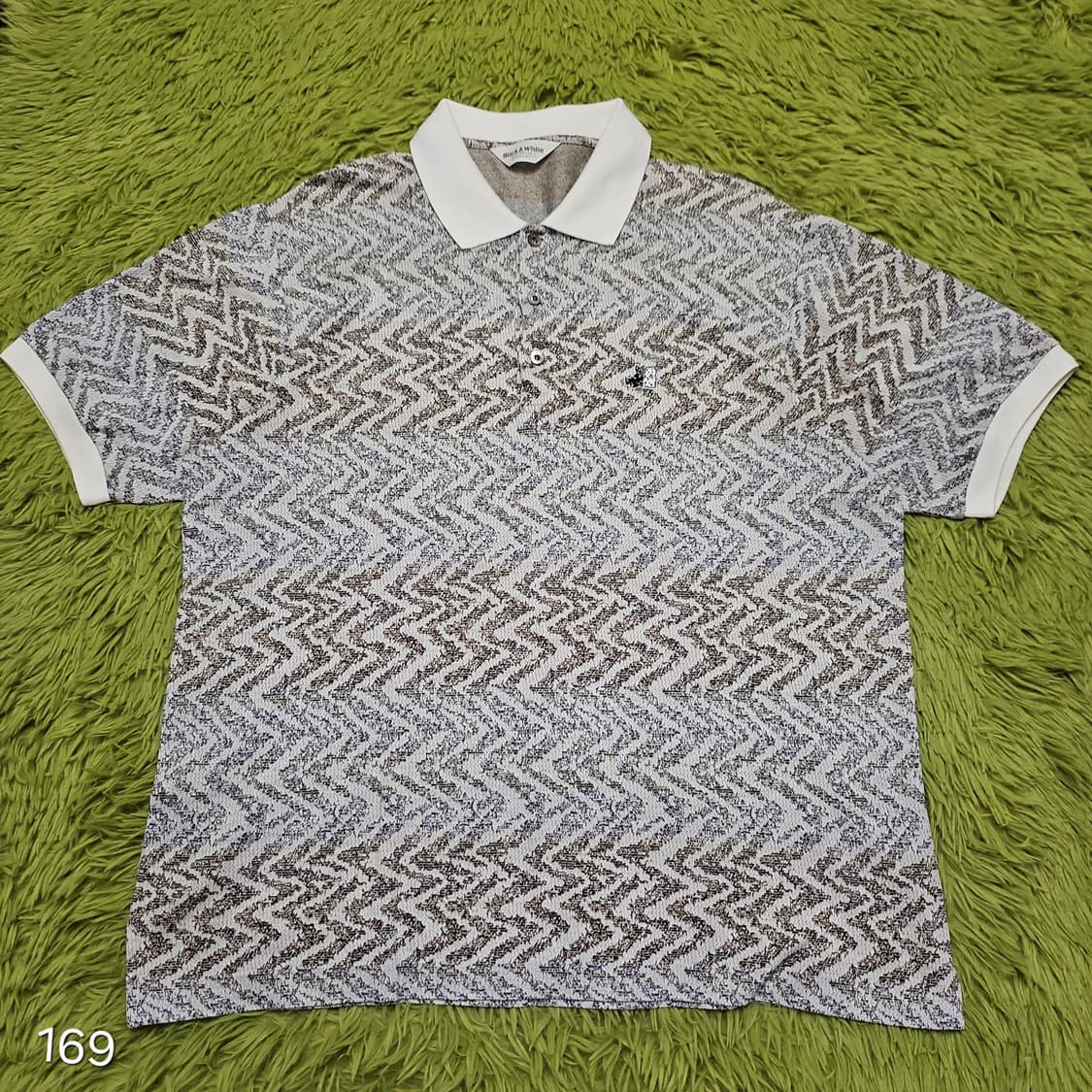 블랙앤화이트 패턴 반팔 카라티 L(XL추천) 상품이미지1