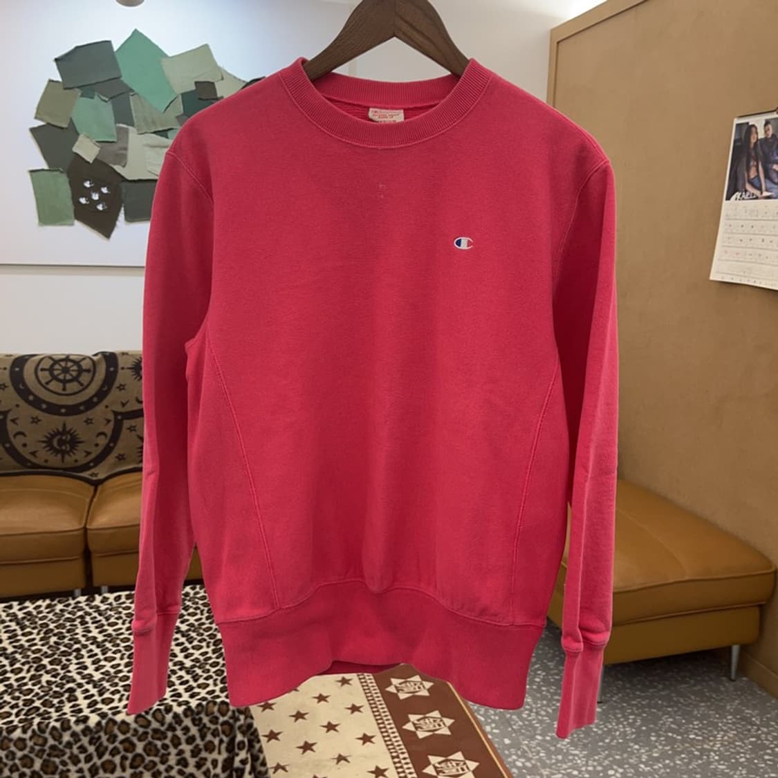 챔피온 리버스위브 Y2K 00's 핫핑크 맨투맨 M C09014 상품이미지3