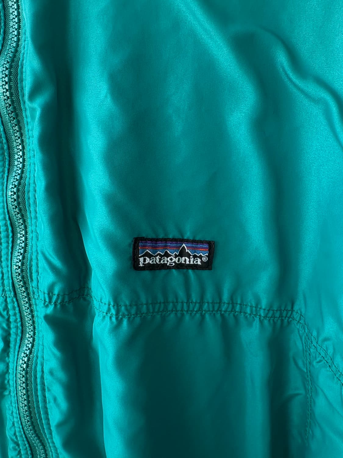 80's 빈티지 파타고니아 쉘드 봄버 신칠라 자켓 틸그린/블루 L 상품이미지4