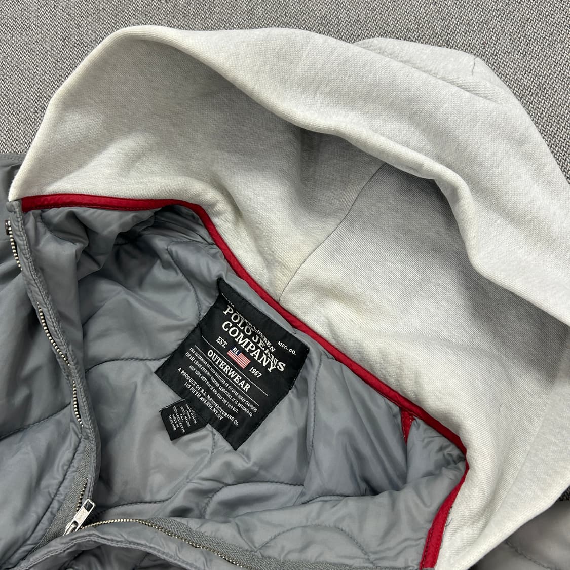 폴로 빈티지 성조기 후드 퀼팅 자켓(L) 상품이미지8