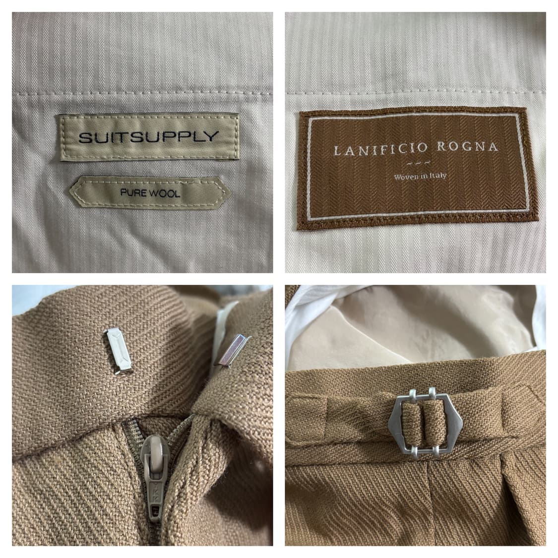 23FW)수트서플라이 Mira 투턱 사이드벨트 울 팬츠46(30)/브라운 상품이미지6