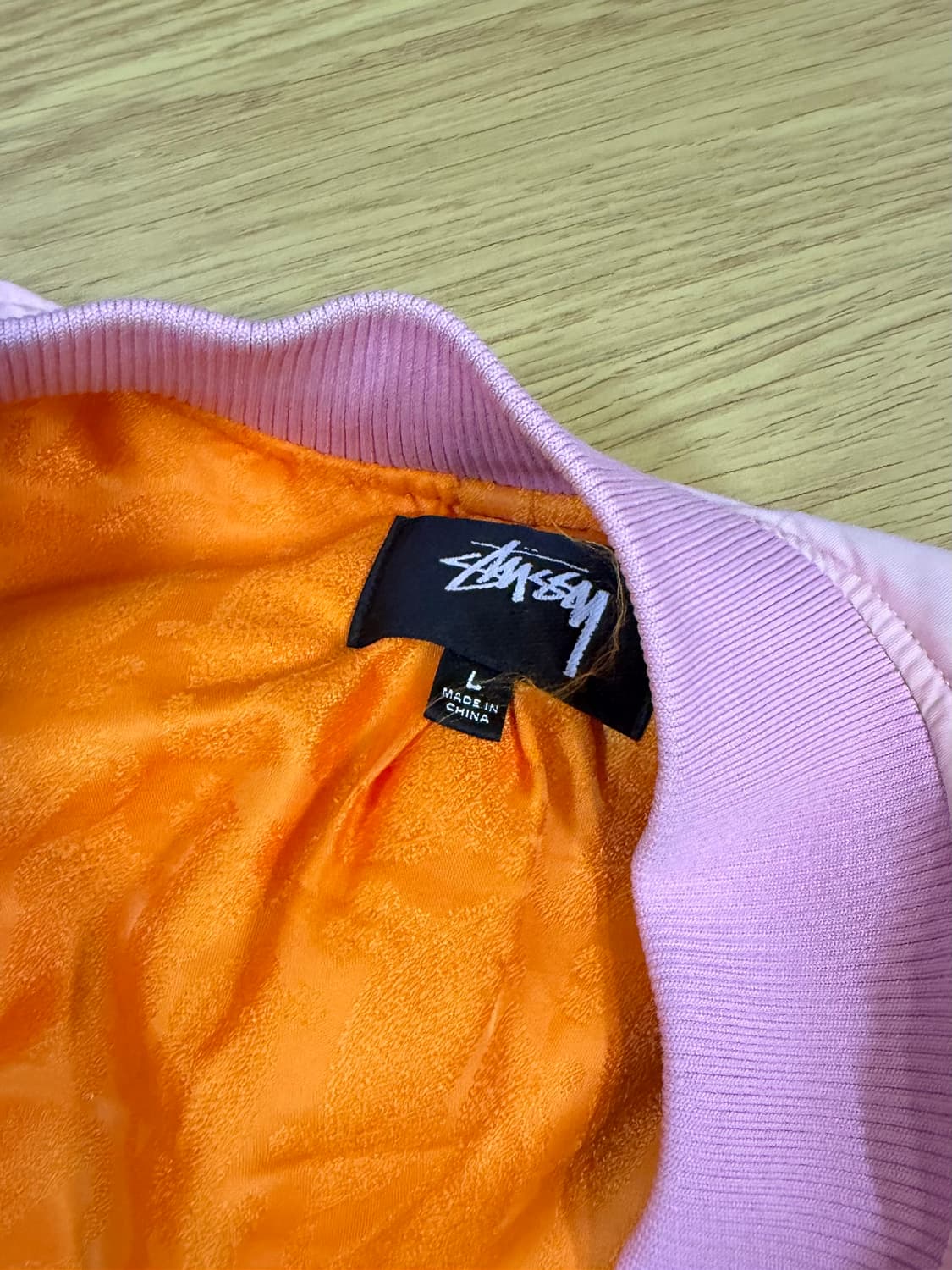 스투시 다이드 나일론 봄버 핑크 L 상품이미지4