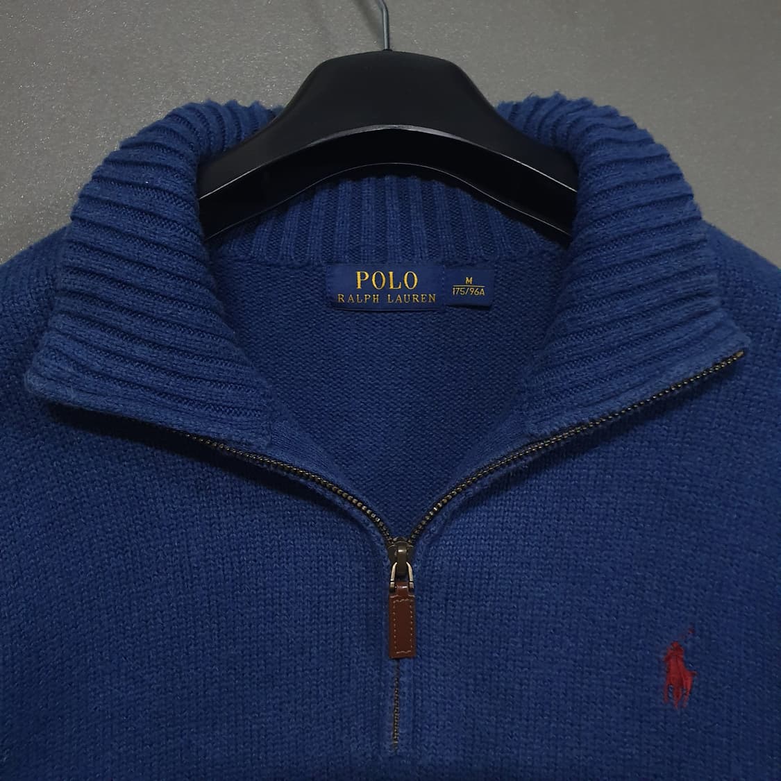 M (95) 폴로 랄프로렌 신형 포니 코튼 하프집업 니트 스웨터 블루 상품이미지4