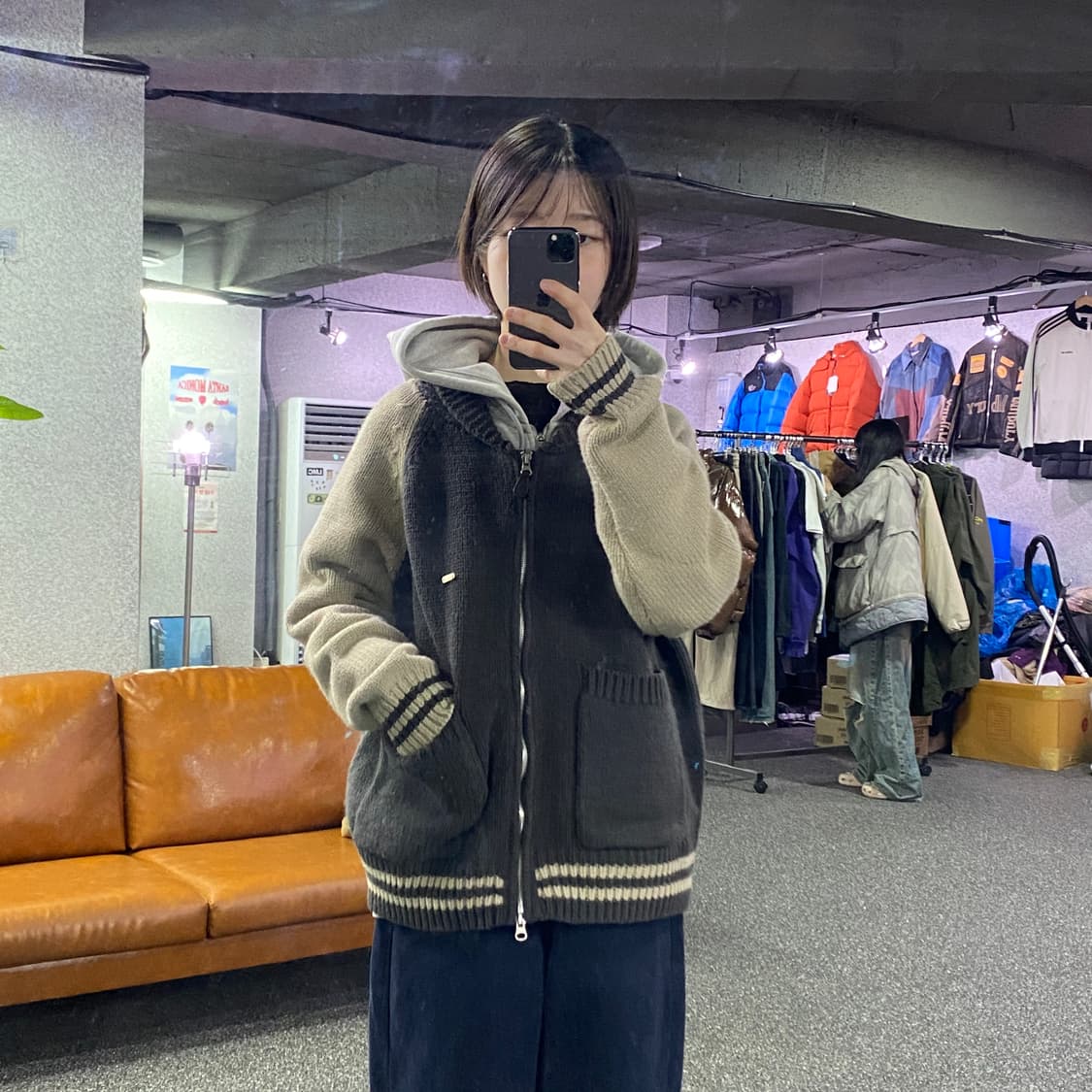 라퍼지스토어 투톤 투웨이 니트 집업 B4173 상품이미지1