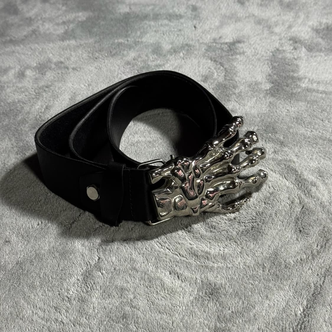 이탈리안클럽 해골 손 검정색 가죽 벨트 상품이미지2