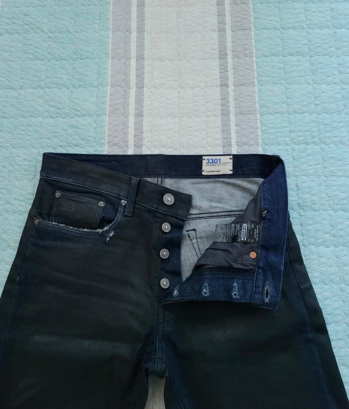지스타 로우 3301 코팅 데님 상품이미지3