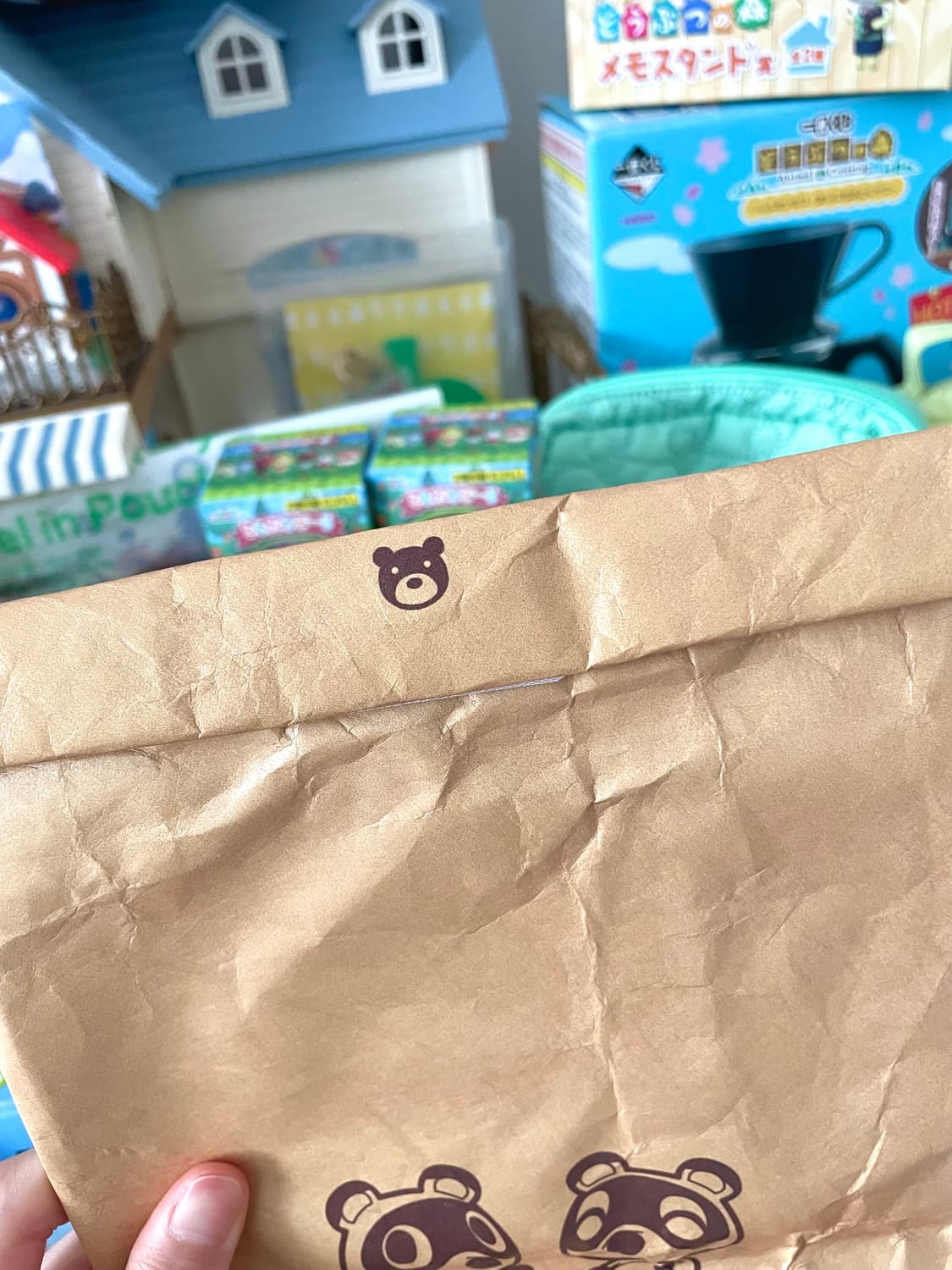 (미사용 새상품) 동물의숲 이치방쿠지 떡밥 분실물 곰돌이 파우치 D상 상품이미지3