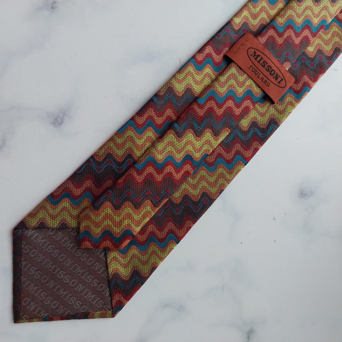미쏘니 브라운 멀티 지그재그 패턴 넥타이 9.7cm A+등급 K2566 상품이미지7