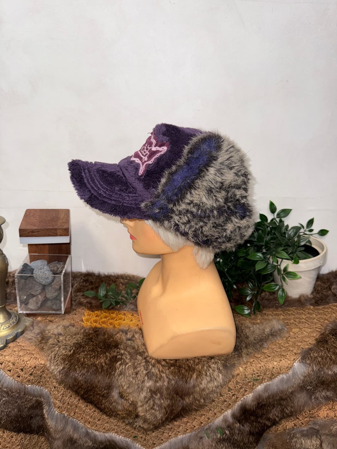 VonDutch purple fur corduroy trapper hat 상품이미지3