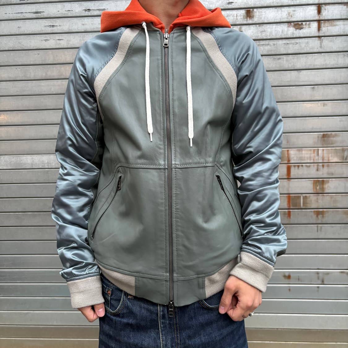 알마니 익스체인지 양가죽 나일론 콤보 투웨이 자켓 상품이미지2