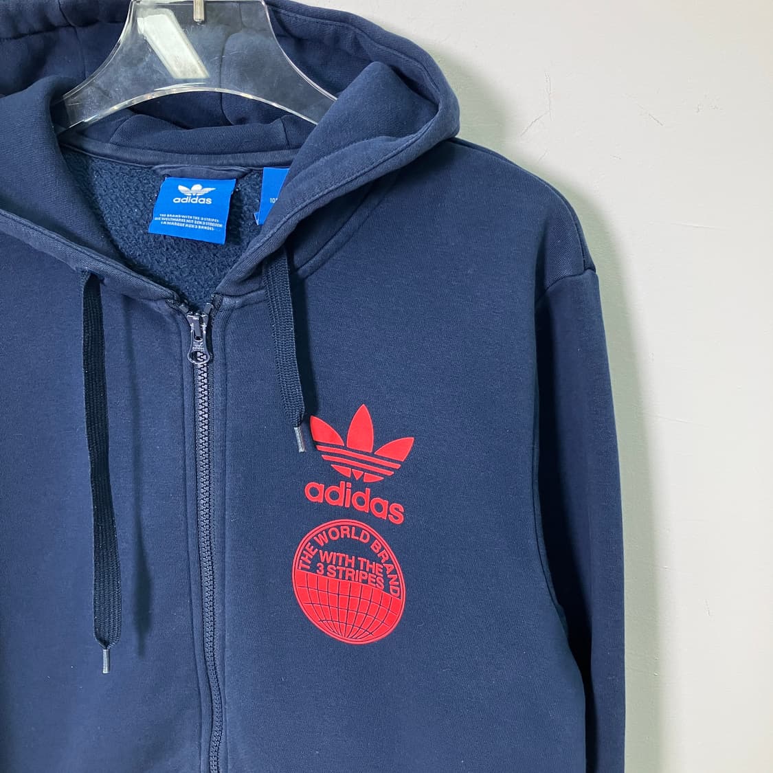 아디다스 네이비 로고 후드 집업 상품이미지3