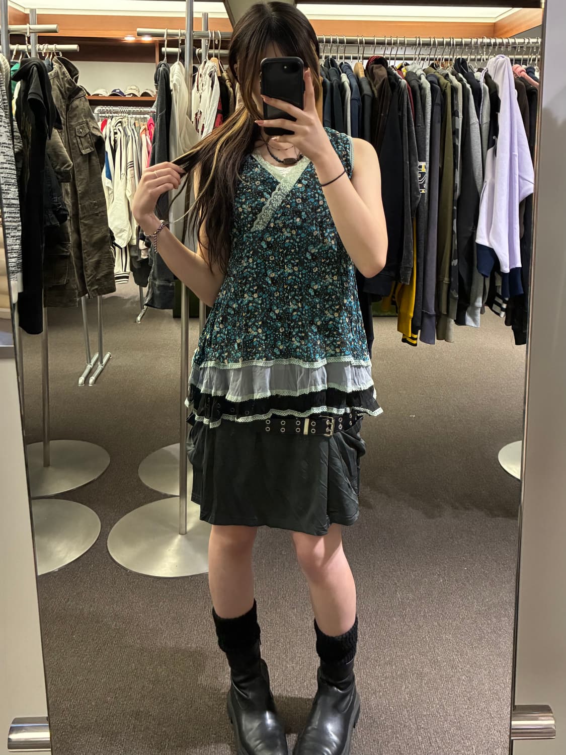 M)Japanese vintage 여성 지퍼 디자인 미니 스커트 상품이미지8