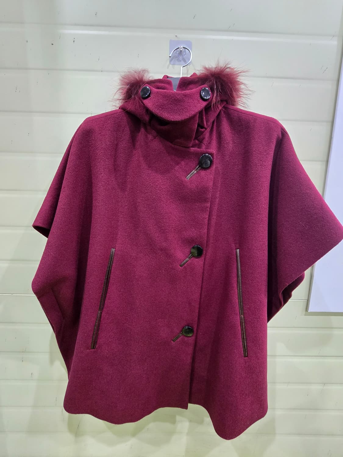 버건디 케이프 모직 코트 FREE 상품이미지2