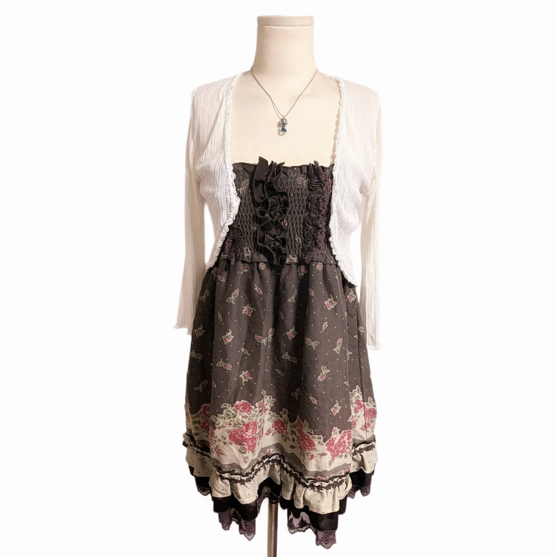 일본 히메갸루 axes femme 엑시즈팜 브라운 장미 디테일 코디세트 상품이미지1