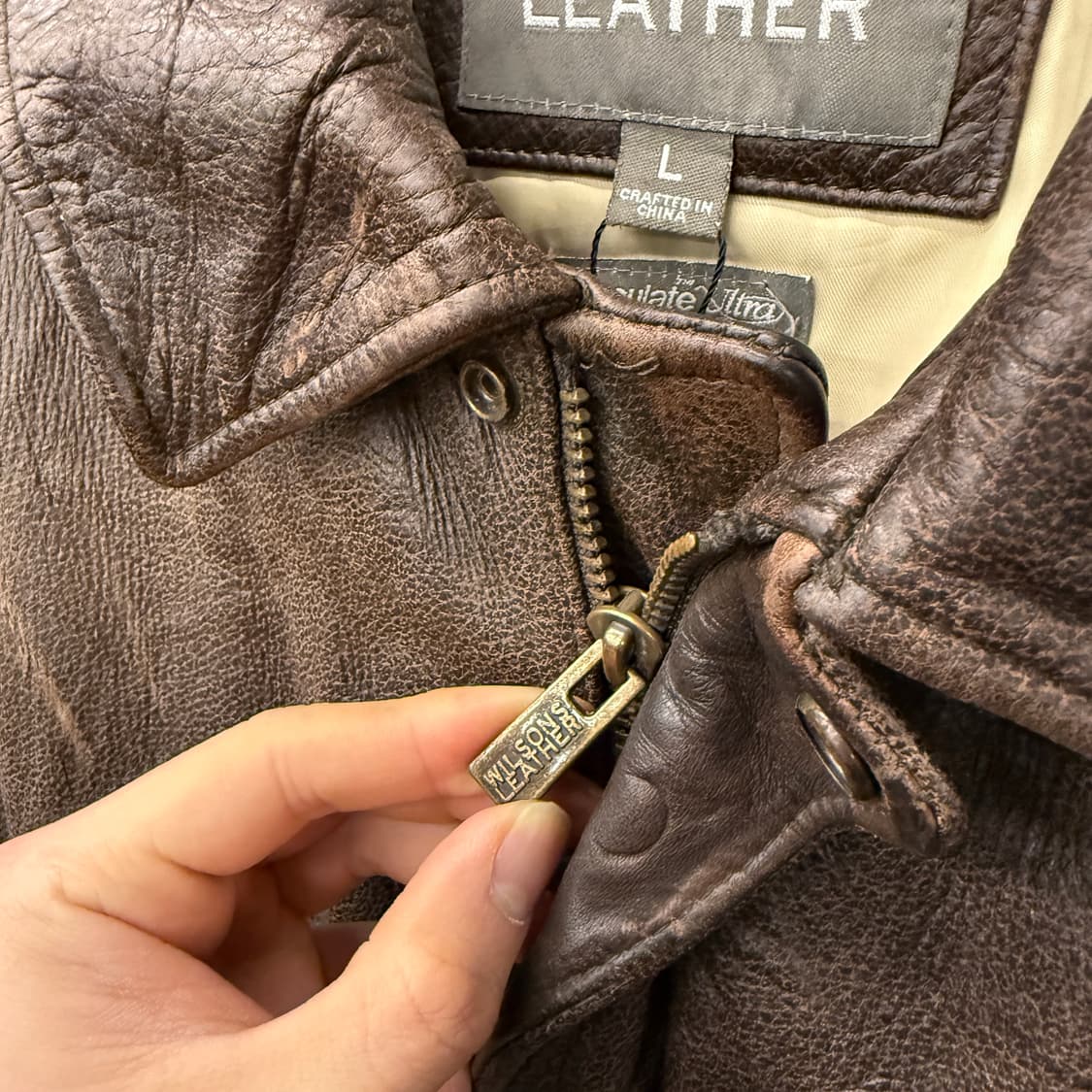 90s 윌슨레더 신슐레이트 맵라이닝 A-2플라이트 레더자켓 N857   상품이미지7