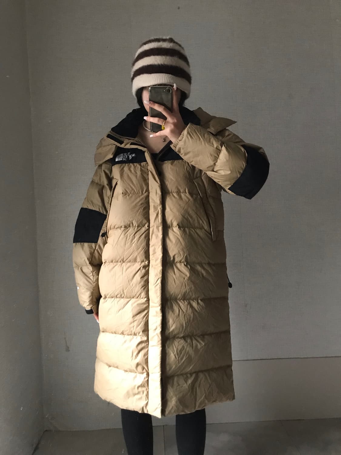 노페 베이지 롱패딩 상품이미지1