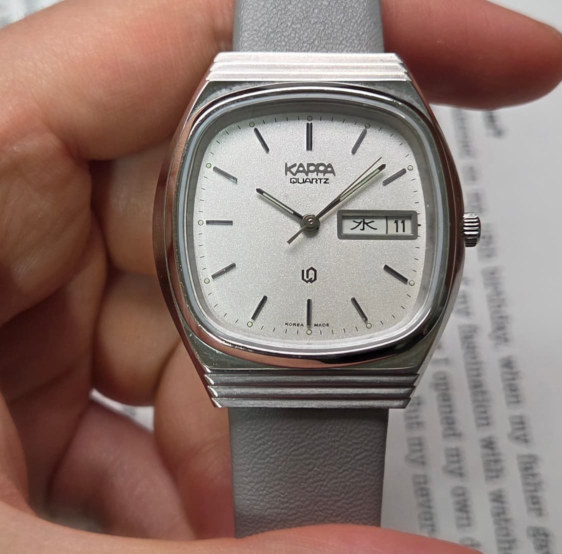 빈티지 카파(KAPPA) 순정 스파클 실버다이얼 한자 데이데이트 쿼츠  상품이미지2
