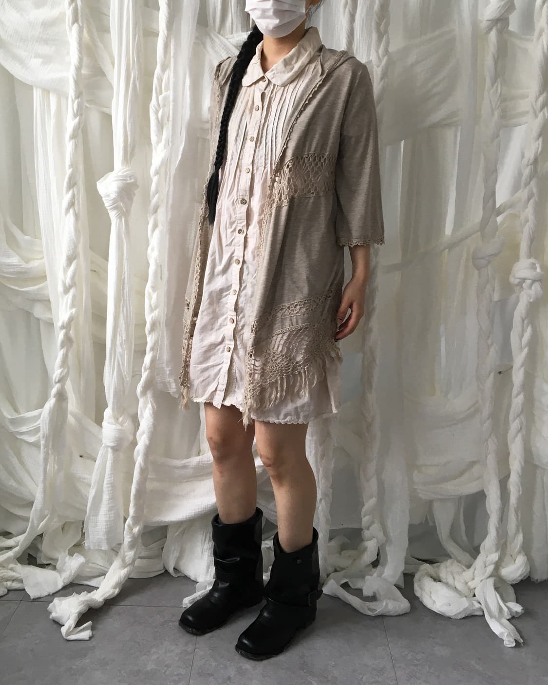 Fringe crochet layer hood open caridgan 상품이미지8