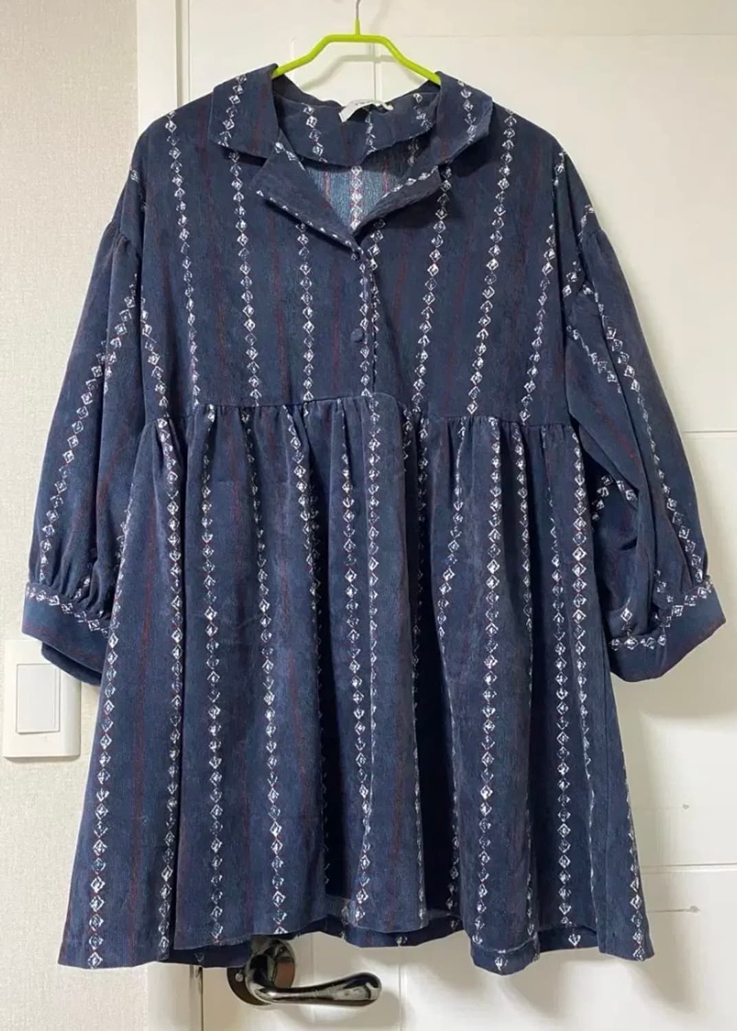 트위 코듀로이 골덴 네이비 벌룬 원피스 에스닉 보헤미안 모리걸 빈티지 상품이미지1