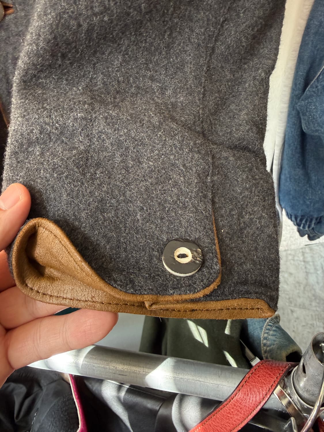 유럽빈티지 스웨이드 울 트위드 자켓 L 상품이미지4