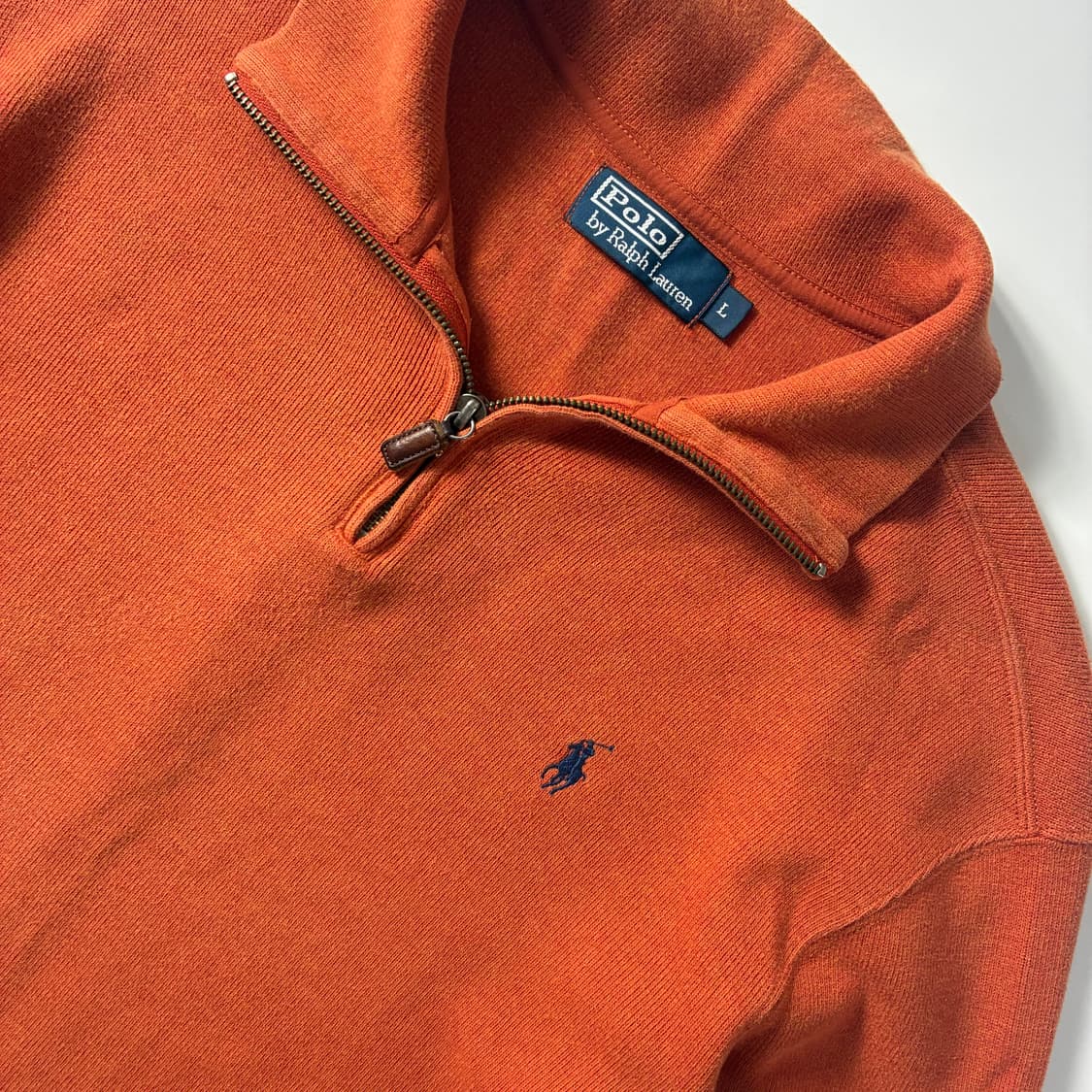 Polo  폴로 랄프로렌 자수 코튼 오렌지 반집업 니트   상품이미지3