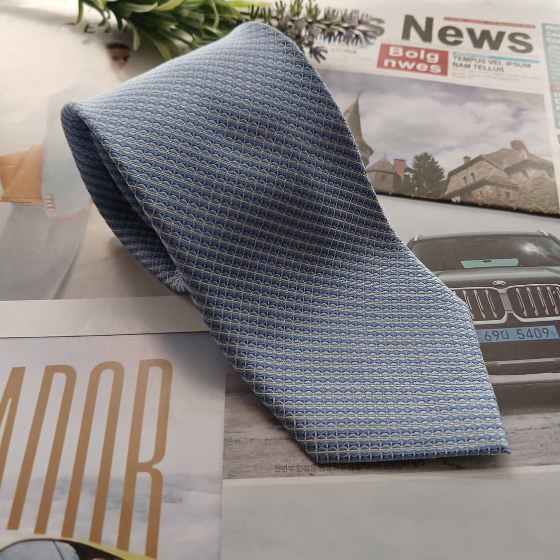 갤럭시 실크 스카이블루 자카드 넥타이 8.2cm A+등급 A18749
 상품이미지1