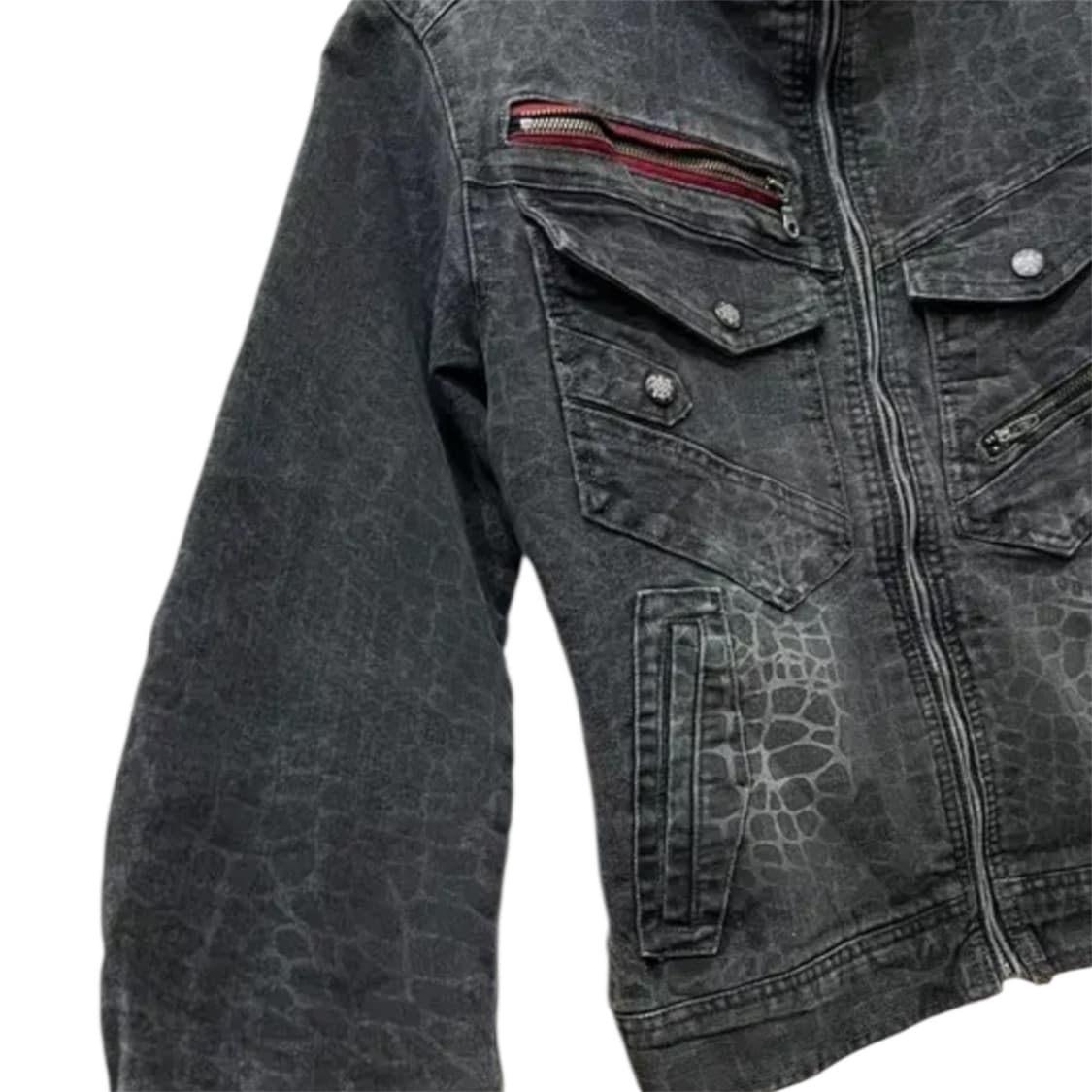 재패니즈 빈티지 패턴 데님 바이커자켓 상품이미지4