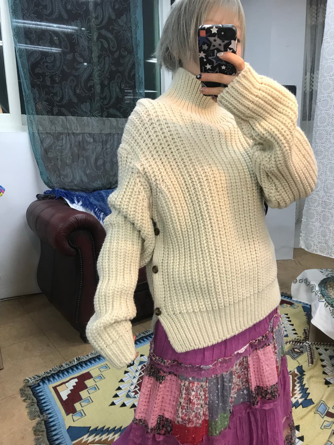 빈티지 목폴라 하이넥 니트  상품이미지1