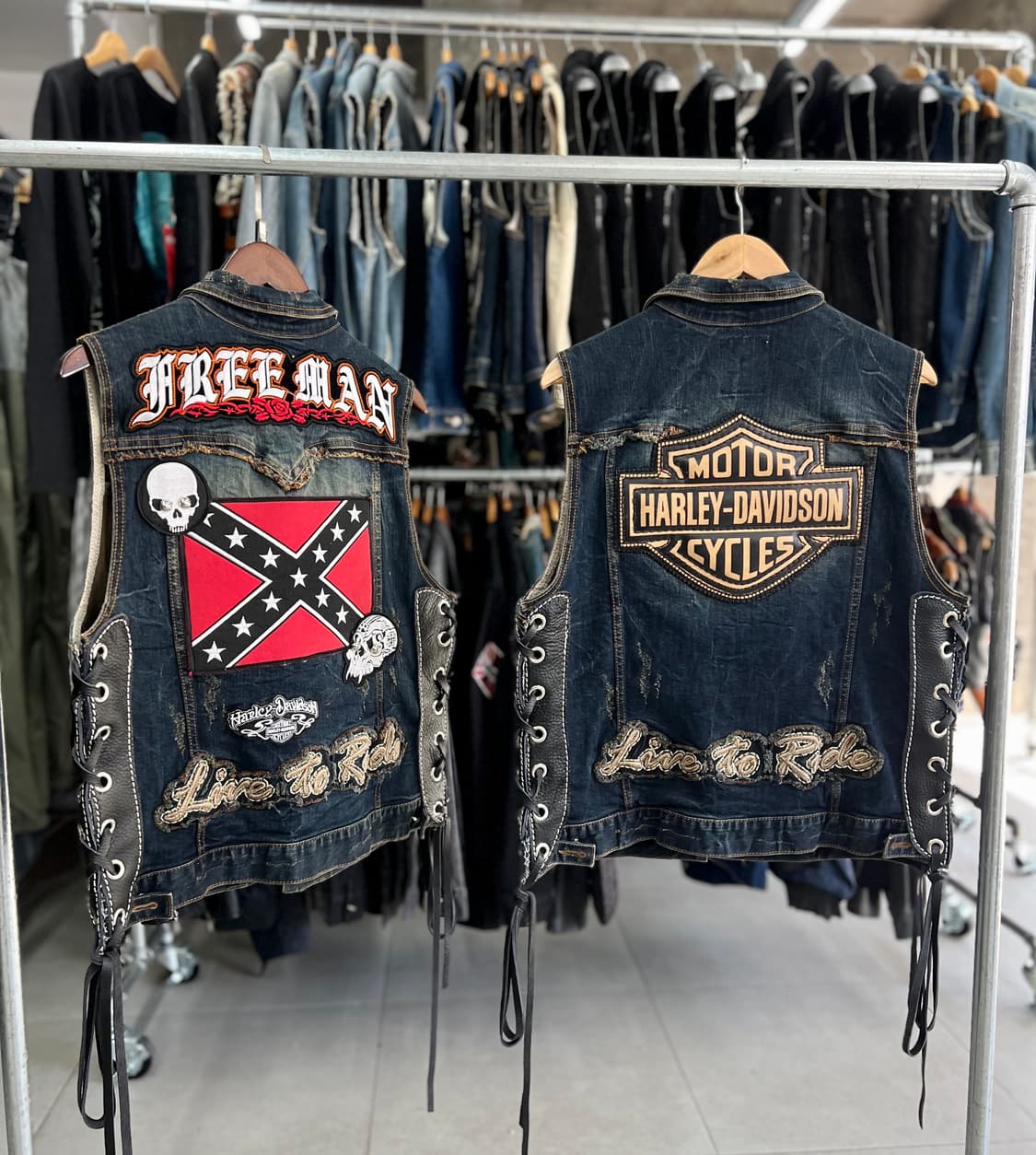 빈티지 워싱 커스텀 조끼  상품이미지2