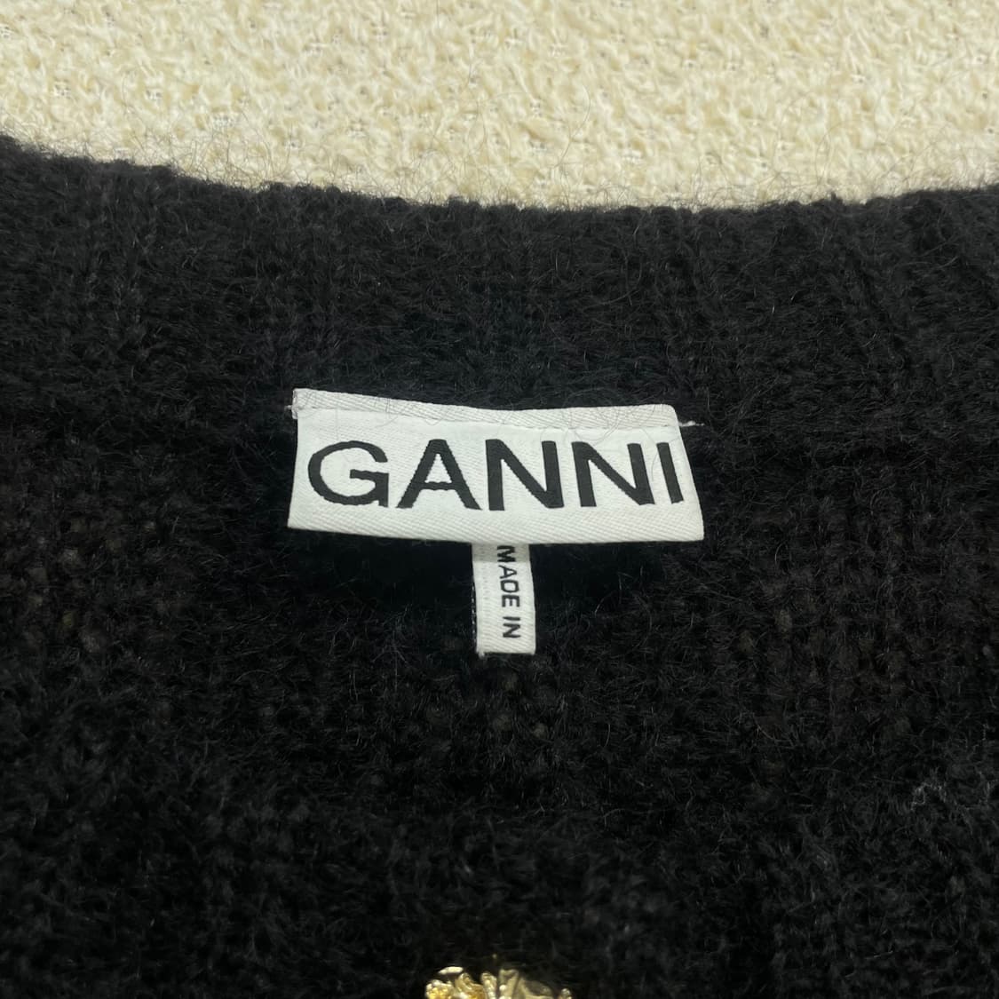 가니 Ganni 케이블 퍼프 가디건 블랙 상품이미지4