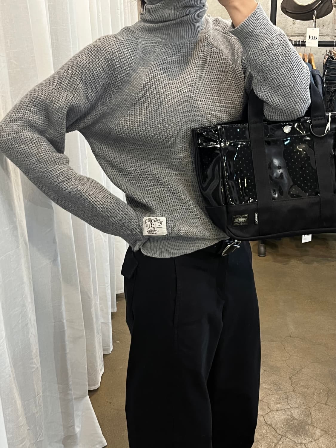 히스테릭 글래머 터틀넥 스웨터 그레이 상품이미지2