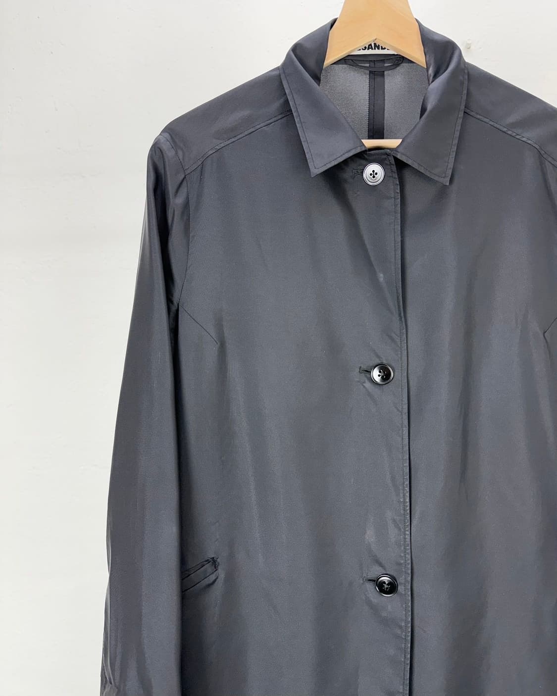 질샌더 블랙 리넨 싱글 브레스티드 버튼 맥 자켓 상품이미지2